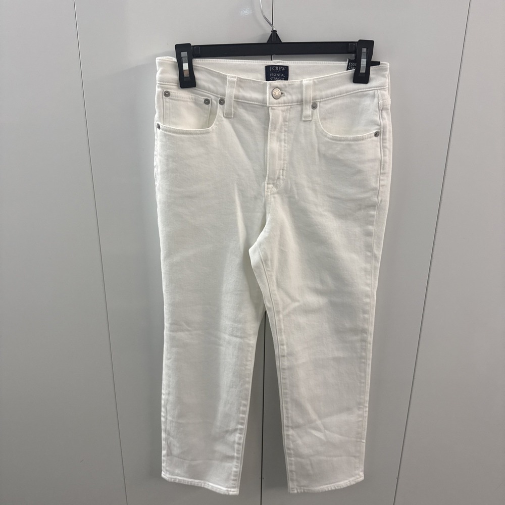 J.CREW Essential Straight All-Day Stretch 26P High Waist White Jeans Denim NWT